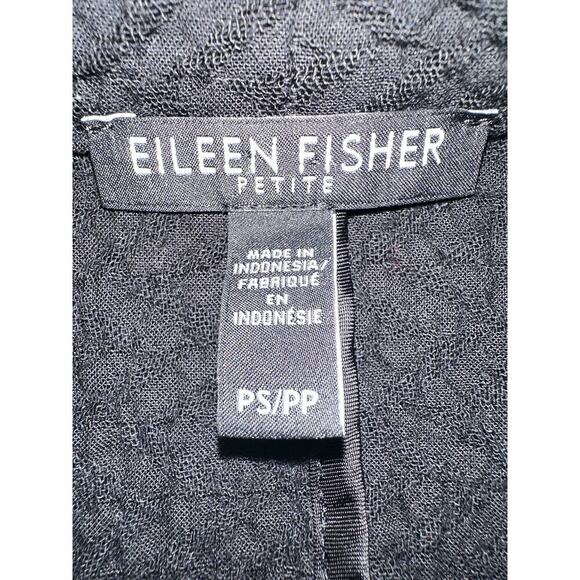 Eileen Fisher Size Petite Small Black Honeycomb High Mock Neck Overcoat Timeless - Picture 7 of 16